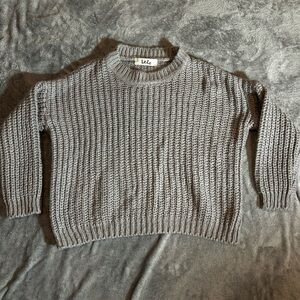 Lele Sadoughi Gray Knit Crew Neck Sweater